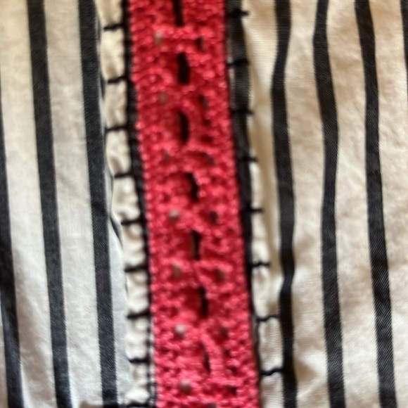 Gap long sleeved navy and white stripped blouse with blue and red lace front. S - Picture 12 of 12